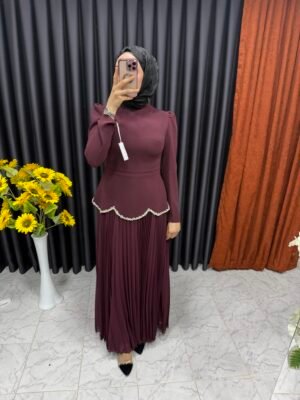 pileli etekli taş İşlemeli abiye