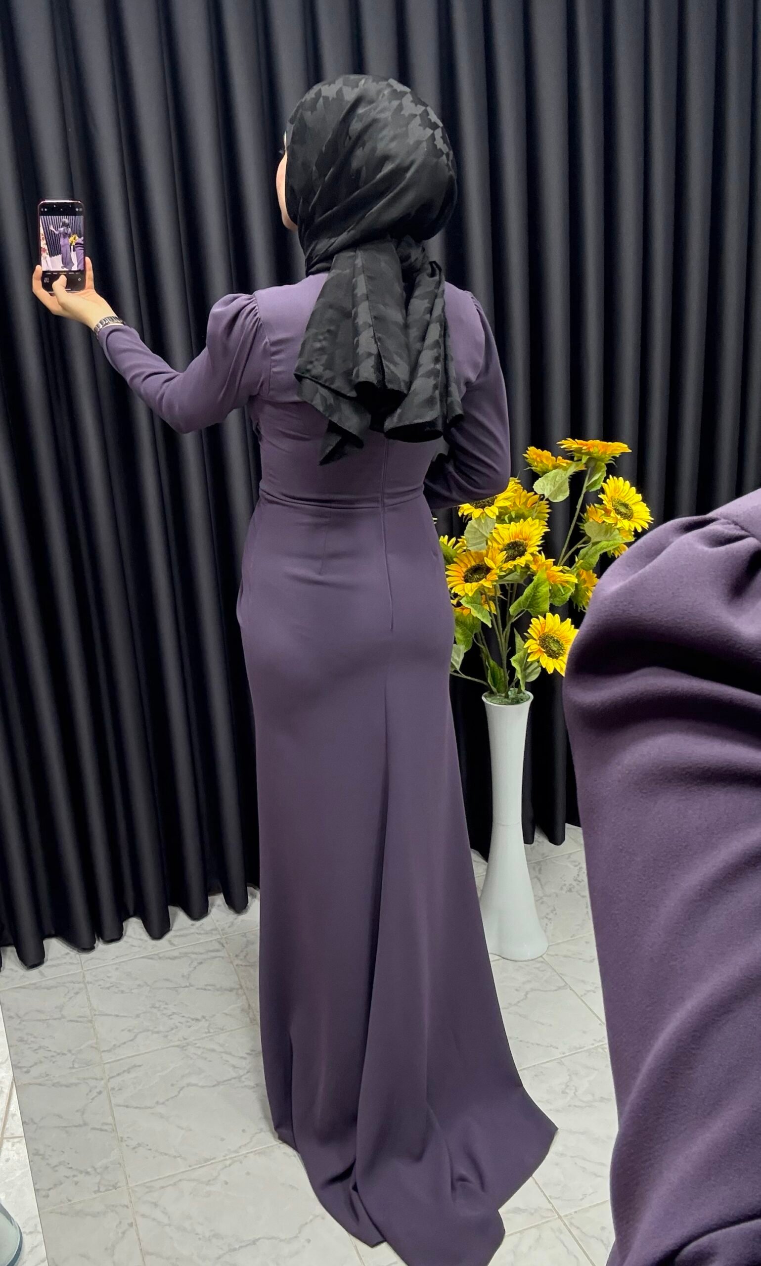 img_1741-2 Önü taş işlemeli drape detaylı balık elbise