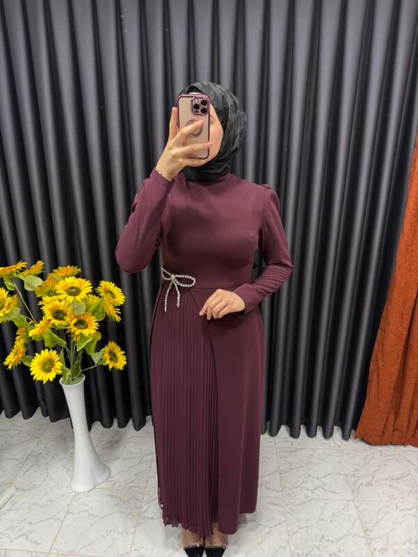 Önü pile detaylı kurdeleli elbise (kopya)