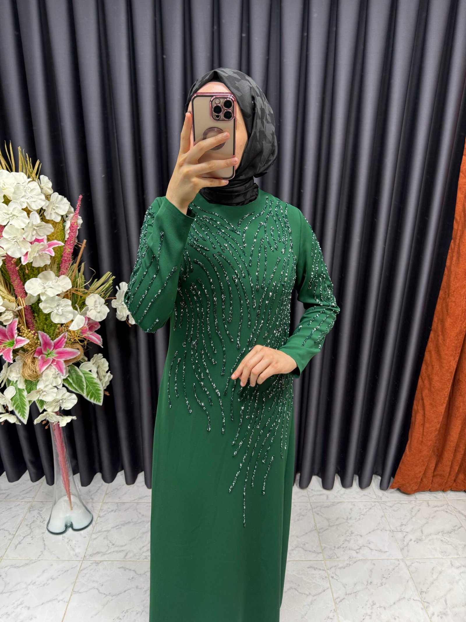 img_2808-2 dallı silikon taş İşlemeli krep elbise