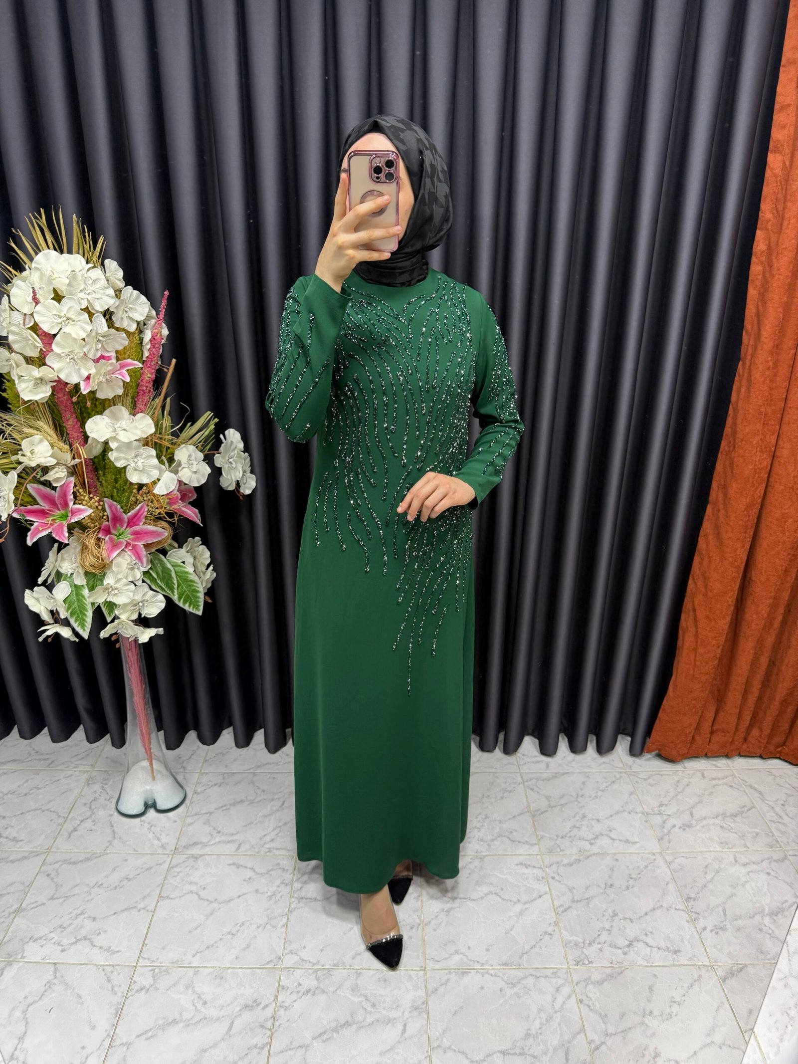 img_2811-2 dallı silikon taş İşlemeli krep elbise