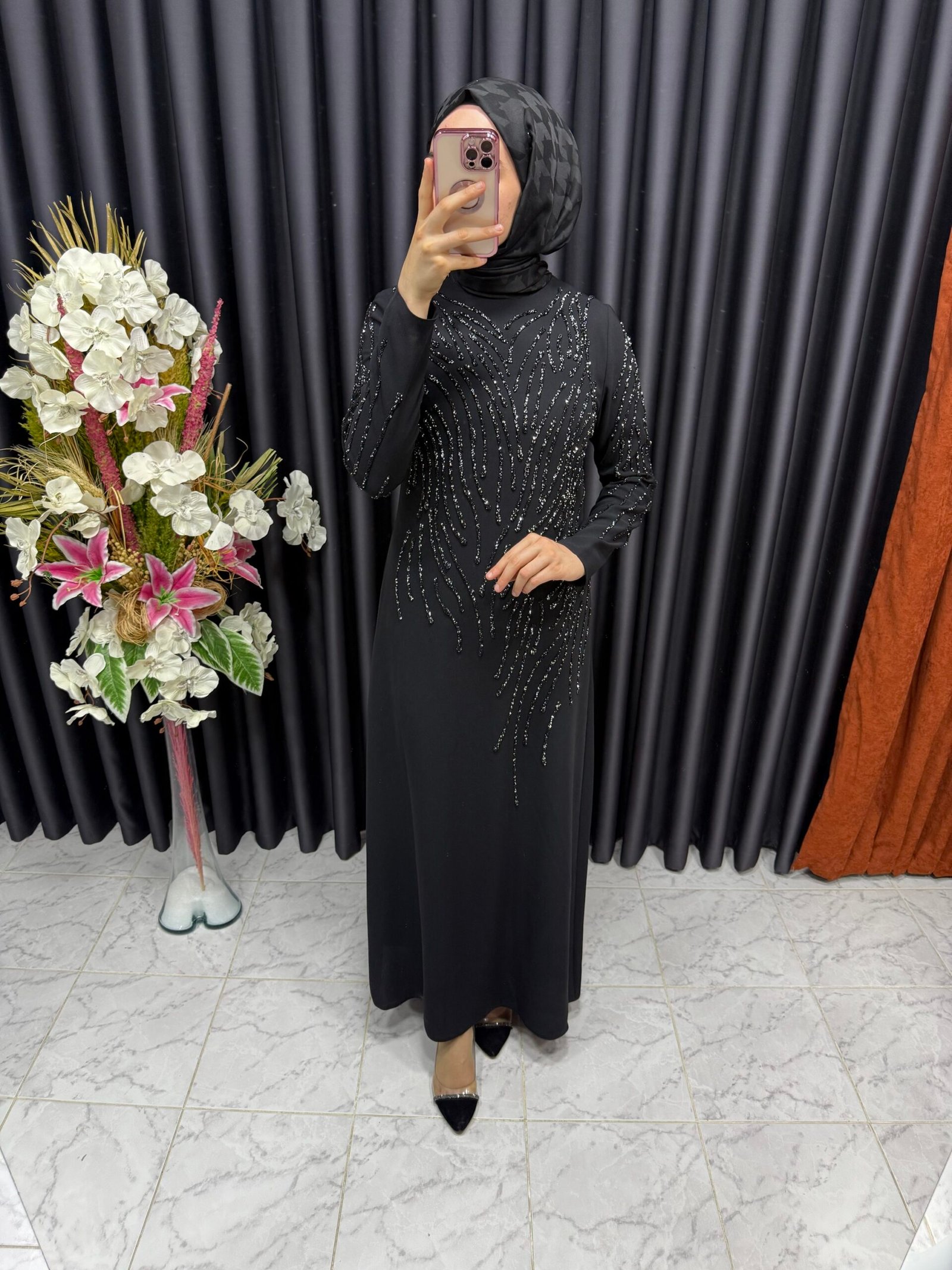 img_2815-2 dallı silikon taş İşlemeli krep elbise