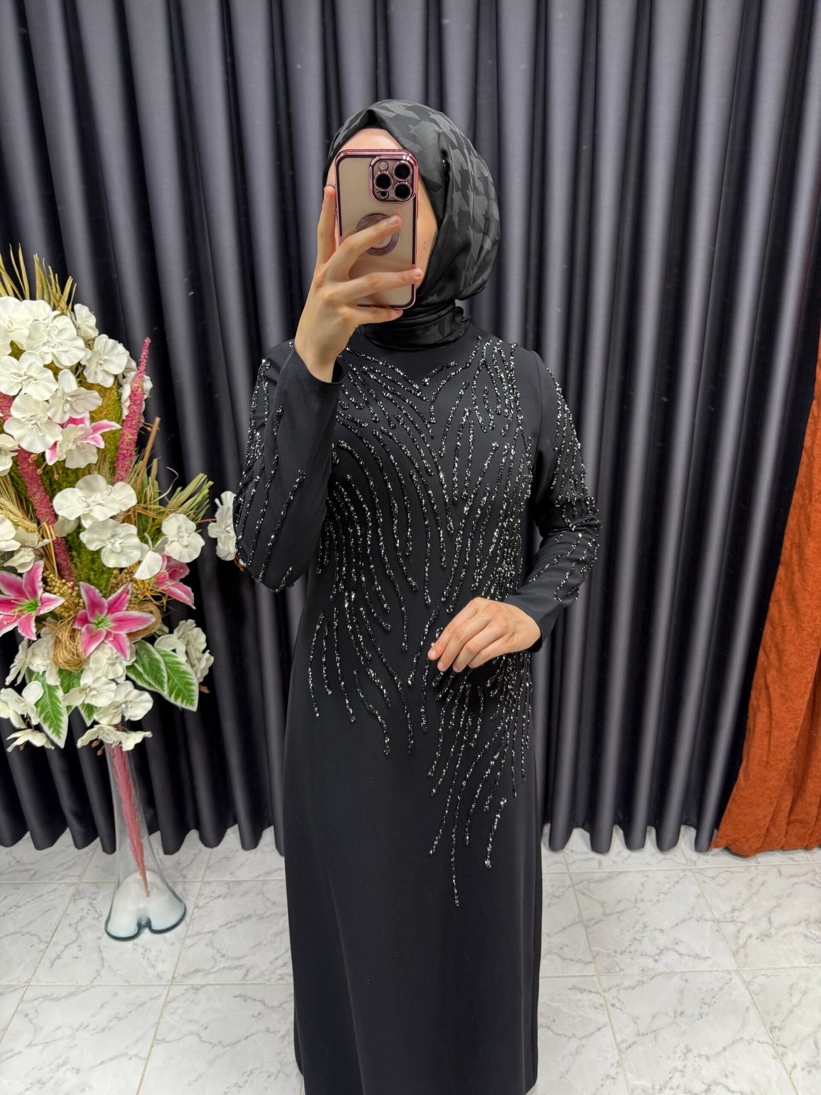 img_2817-2 dallı silikon taş İşlemeli krep elbise