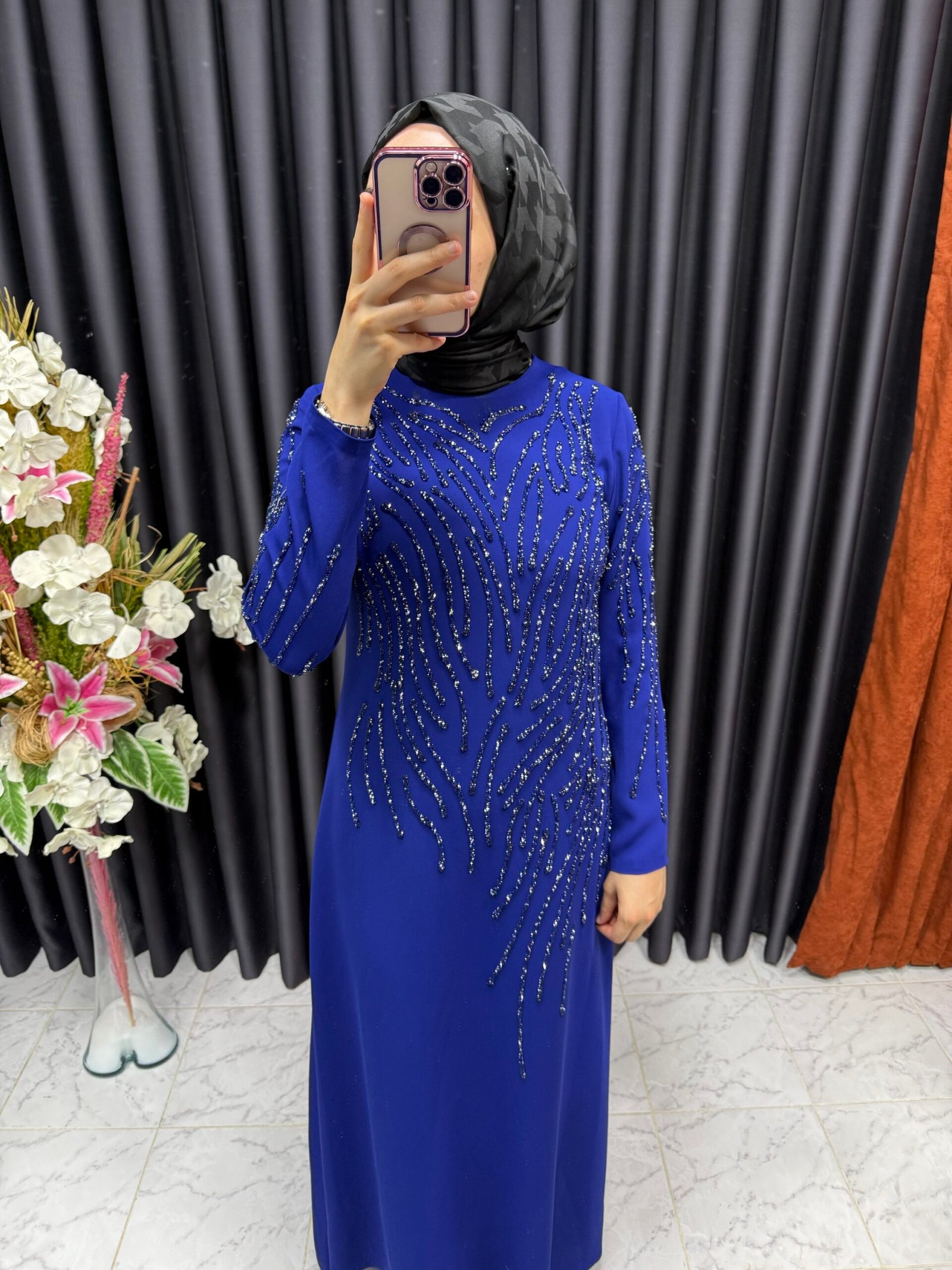 img_2822-2 dallı silikon taş İşlemeli krep elbise