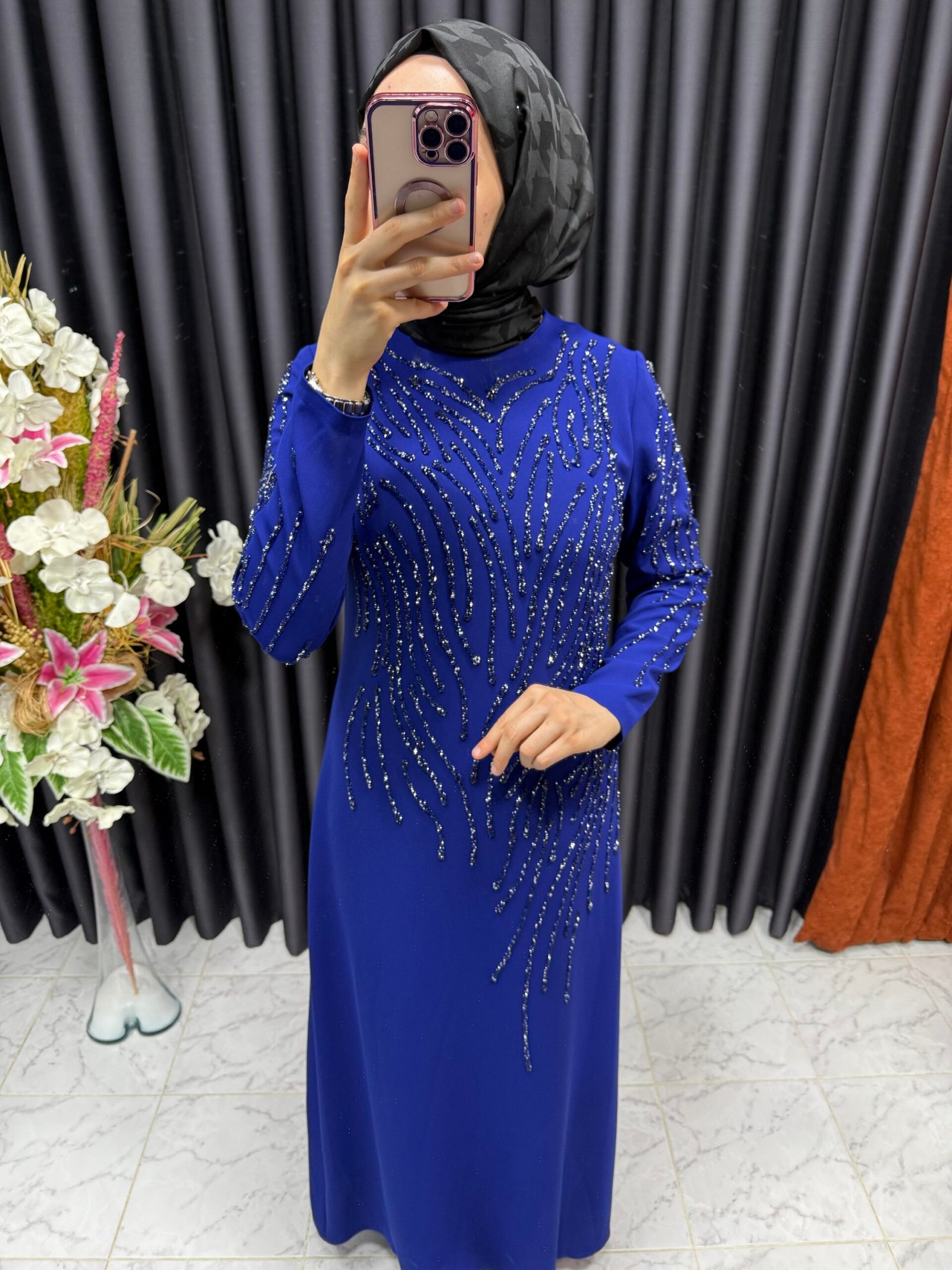 img_2823-2 dallı silikon taş İşlemeli krep elbise