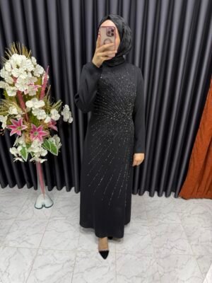 işın uzantılı taşlı elbise