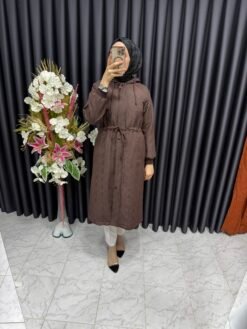 Kapitone Kumaş Mevsimlik Giyçık Kahverengi