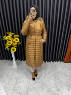 Beli Büzdürmeli Şişme Kaban Sarı