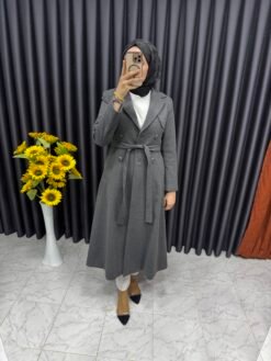 Mevlana Kesim Kaşe Kaban Gri