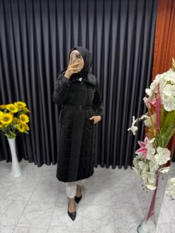 Yelek Detaylı Şişme Kaban Siyah