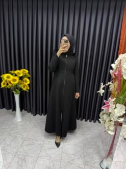 Mevlana Kesim Tam Boy Kaşe Kaban Siyah