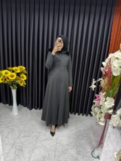 Mevlana Kesim Tam Boy Kaşe Kaban Gri