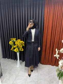 Kot Eteği Fermuar Detaylı İkili Takım Lacivert