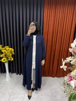 Işıltılı Boncuklu Ferace Lacivert