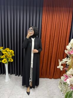 Işıltılı Boncuklu Ferace Siyah