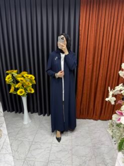 Damla Şekilli Boncuk Detaylı Ferace Lacivert