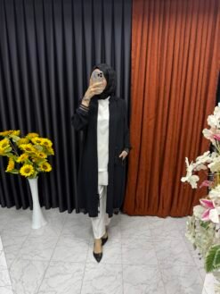 Kolları Organze Tül Detaylı Kapüşonlu Giyçık Siyah