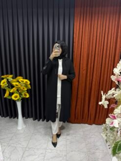 Kolları Şerit İşlemeli Kapüşonlu Giyçık Siyah