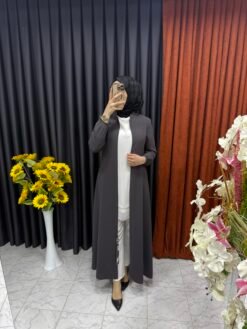 Mevlana Model Krep Kumaş Ferace Gri