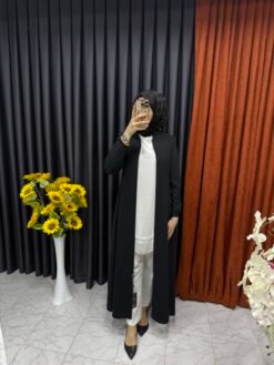 Mevlana Model Krep Kumaş Ferace Siyah