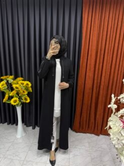 Kolu Şerit Işıltılı Ferace Siyah